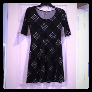 Wallflower Black Dress W/ White Accented Patterns